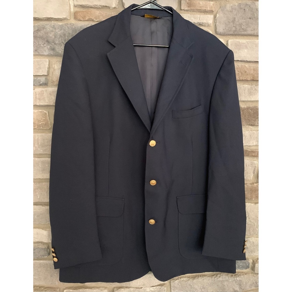 Orvis Mens 46L Navy Blazer Gold Buttons Vintage USA 46L Preppy Quiet Luxury